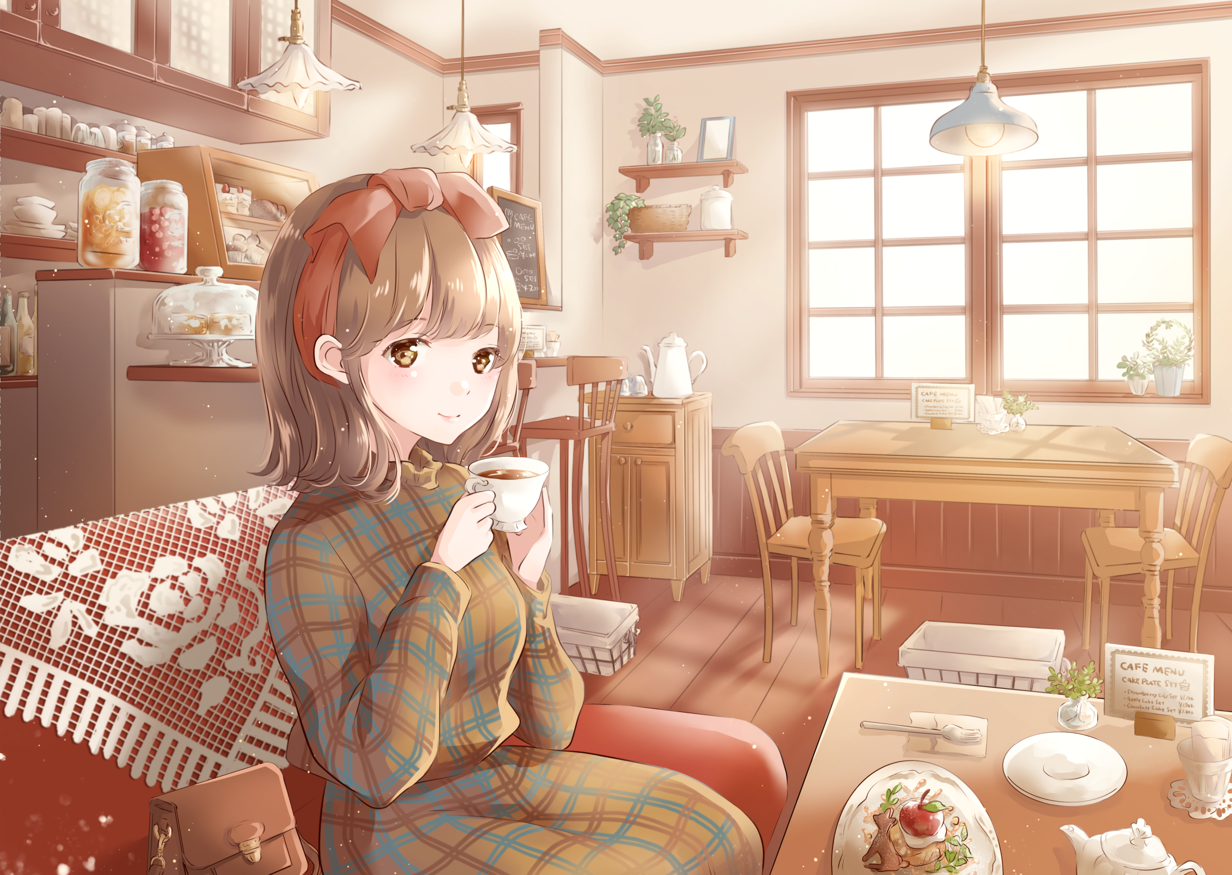 Girl drinks cafe