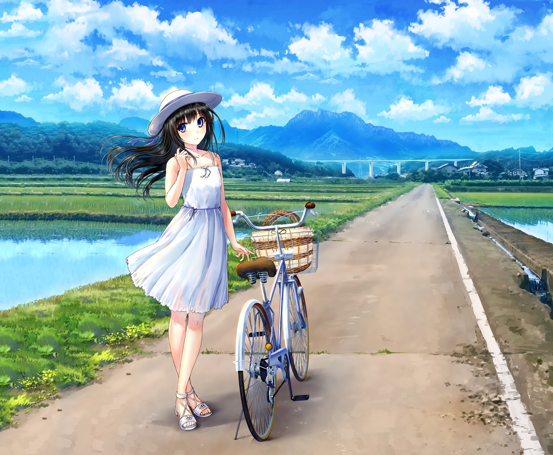 Girl with bicycle